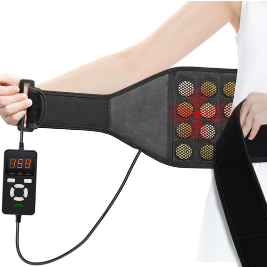 UTK - H23Y1 Heating Pad with Vibration Massage for Lower Back, Far Infrared Heated Waist Wrap with Strap-55inch. 3 Vibration Modes, Smart Controller, Hot Enough (103℉-159℉), Auto Shut Off, XL/XXL