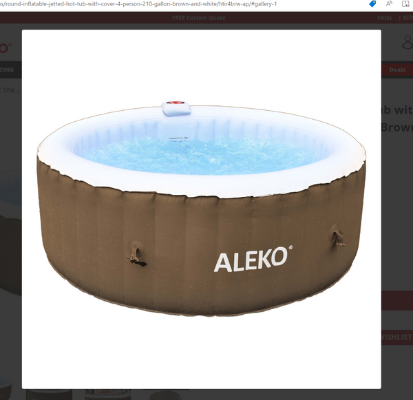 Aleko Round Inflatable Jetted Hot Tub with Cover 4 Person 210 Gallon Brown and White HTIR4BRW-AP