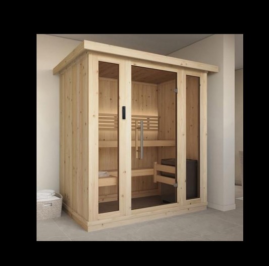 SaunaLife Model X6 Indoor Home Sauna XPERIENCE Series Indoor Sauna DIY Kit w/LED Light System, 2 to 3-Person Spruce|67" x 45" x 79"  SL-MODELX6