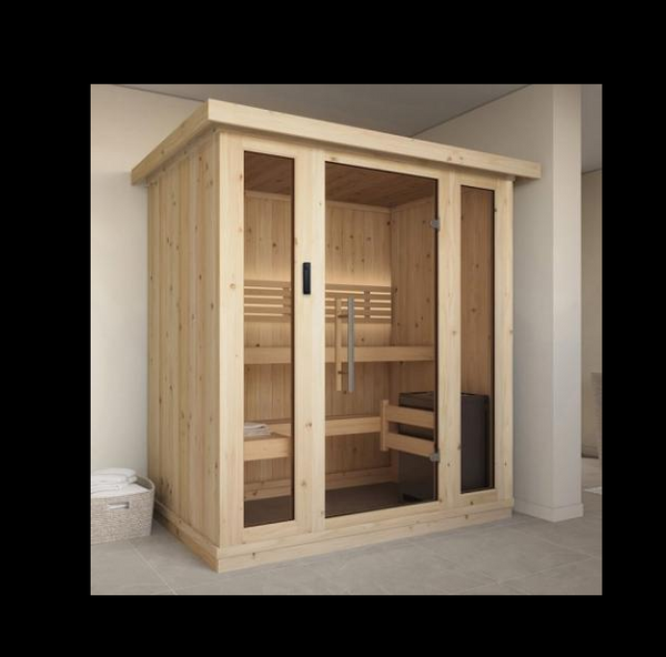 SaunaLife Model X6 Indoor Home Sauna XPERIENCE Series Indoor Sauna DIY Kit w/LED Light System, 2 to 3-Person Spruce|67 x 45 x 79  SL-MODELX6