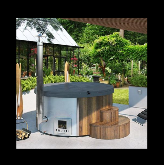 SaunaLife Model S4N Wood-Fired Hot Tub Soak-Series Home Wood-Burning Hot Tub| Natural| Up to 6 Persons