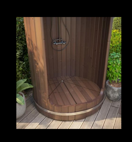 SaunaLife Barrel Shower Model R3 Rain-Series Outdoor Barrel Shower Kit 53"Wx90"H