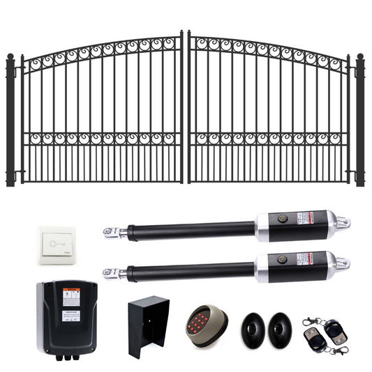 Aleko| Automated Steel Dual Swing Driveway Gate and Gate Opener Complete Kit |PARIS Style| 18DPAR1700ACC-AP| 18 x 6 Feet