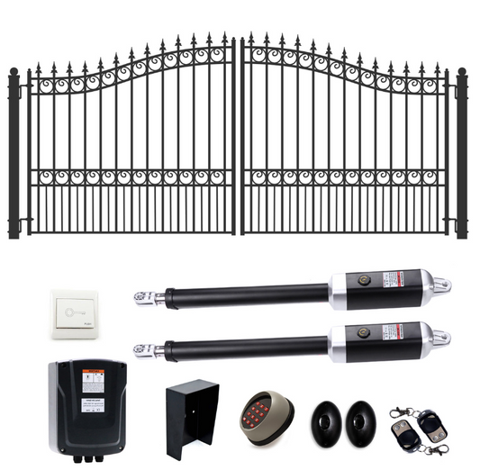 Aleko| Automated Steel Dual Swing Driveway Gate and Gate Opener Complete Kit| LONDON Style| 18 x 6 Feet| 18DLON1700ACC-AP