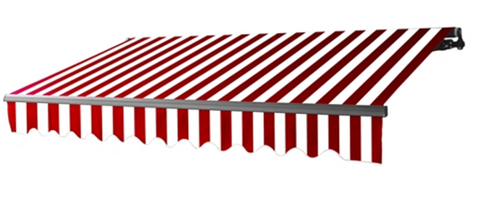 Aleko | Retractable Black Frame Patio Awning 13 x 10 Feet | Red and White Stripes | AB13X10RWSTR05-AP
