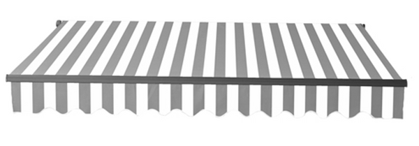 Aleko | Retractable Black Frame Patio Awning 10 x 8 Feet | Gray and White Stripes | AB10X8GREYWHT-AP