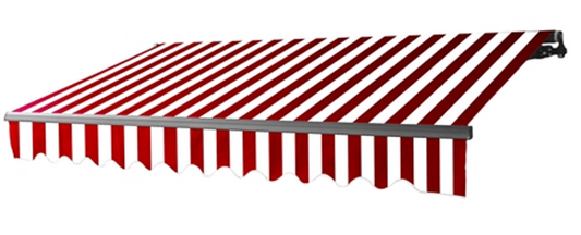 Aleko | Retractable Black Frame Patio Awning 10 x 8 Feet | Red and White Stripes | AB10X8RWSTR05-AP