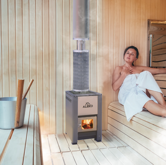 Aleko | Wood Burning Sauna Heater and Chimney Kit | Equivalent to 9-15 kW Electric Heater | KITSTV1-AP