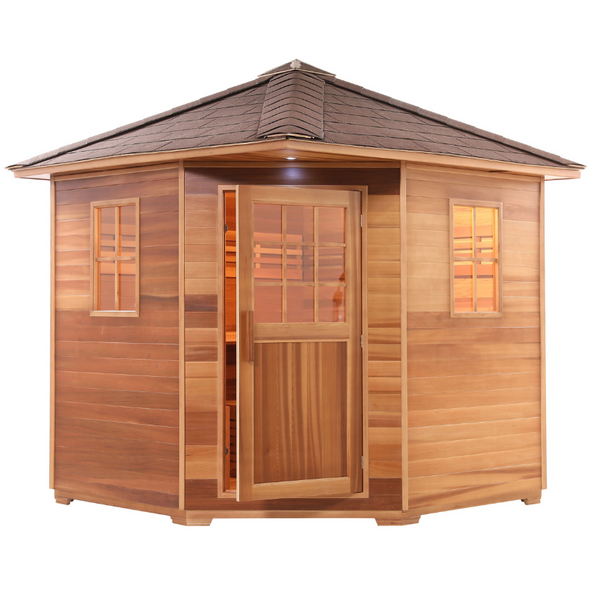 Aleko Canadian Cedar Wet Dry Outdoor Sauna with Asphalt Roof SKD5RCED-AP
