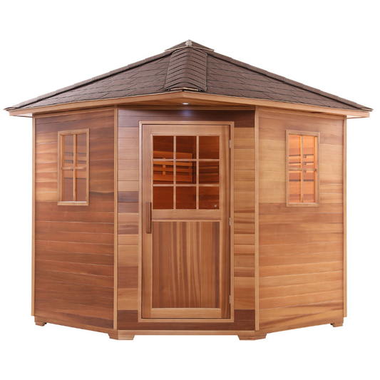 Aleko Canadian Cedar Wet Dry Outdoor Sauna with Asphalt Roof SKD5RCED-AP