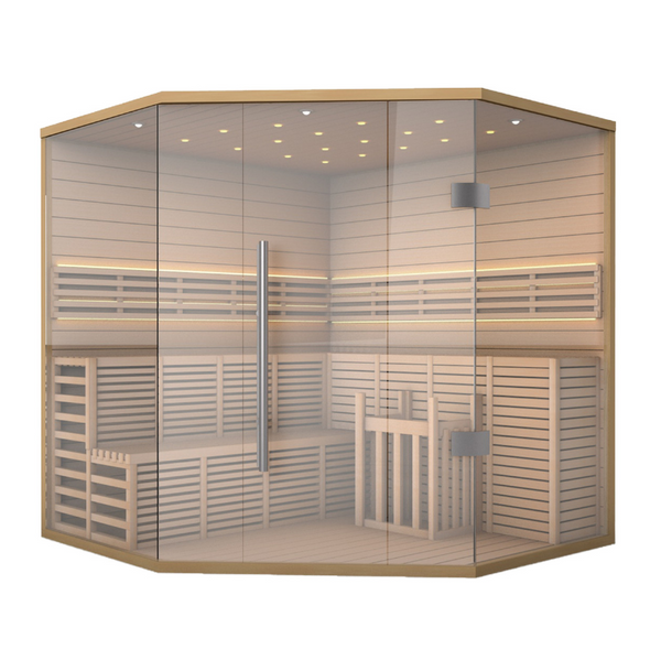 Aleko Canadian Hemlock Luxury Indoor Wet Dry Sauna with LED Lights SEA5JIU-AP