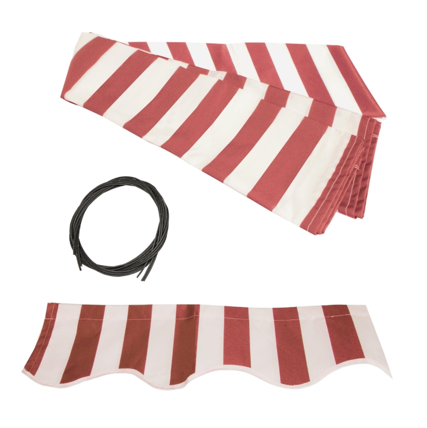 Aleko | Half Cassette Motorized Retractable LED Luxury Patio Awning | 10 x 8 Feet | Red and White Stripes | AWCL10X8RDWT05-AP