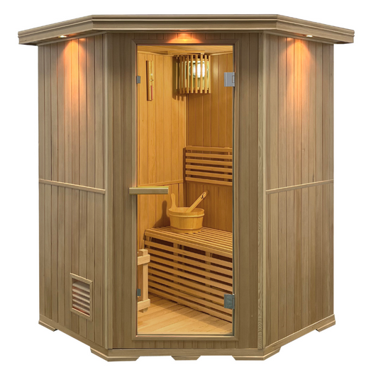 Aleko Canadian Hemlock Wet Dry Indoor Sauna SKD3HEM-AP