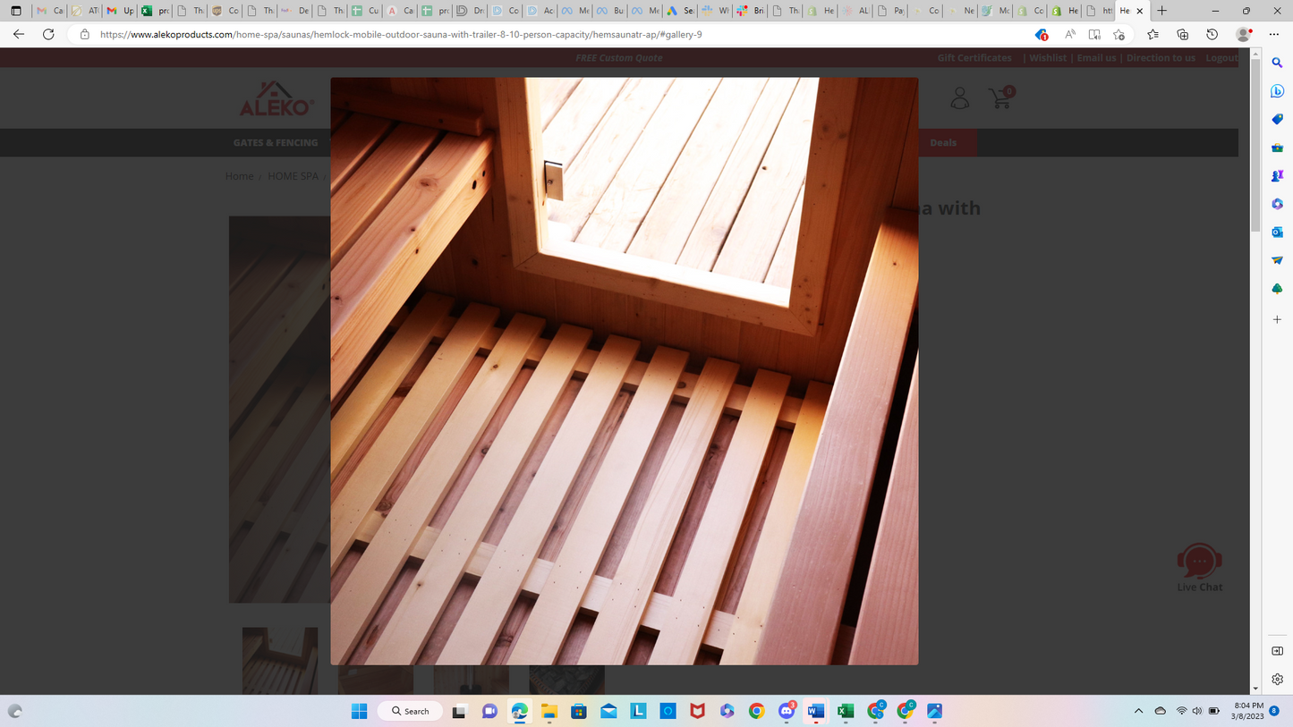 Aleko Hemlock Mobile Outdoor Sauna with Trailer 8 to 10 Person Capacity HEMSAUNATR-AP